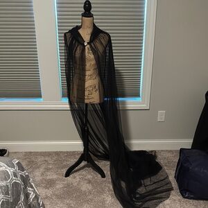 Elegant Black Sheer Cape